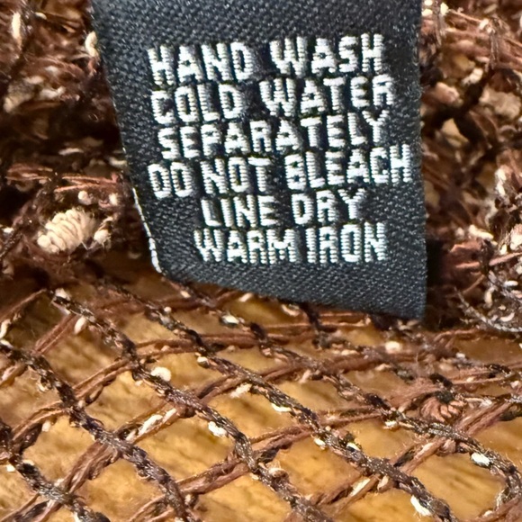 Kaktus Brown Bronze Open Knit Western Boho Cardigan Shrug Vintage Size Large - Picture 9 of 11